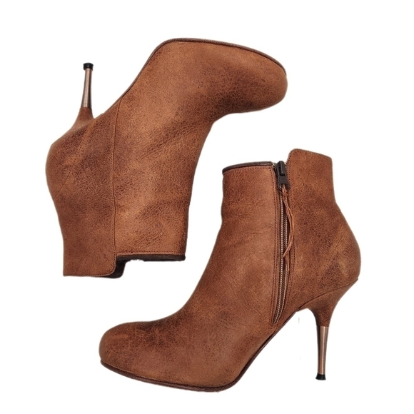 DIESEL Firetip  Stiletto Suede Leather Ankle Boot, Carmel Brown, US Women's 8 - Picture 3 of 7